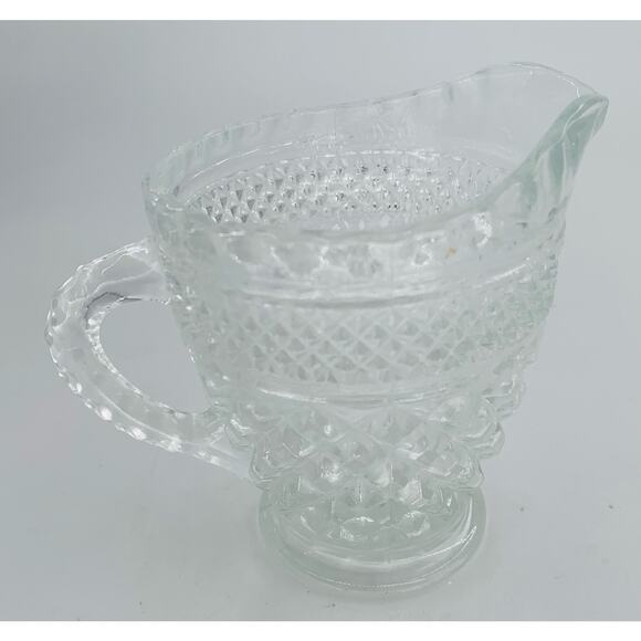 Anchor Hocking Wexford Clear Crystal Creamer Pressed Glass Handle 6 Oz Pitcher - Picture 8 of 8